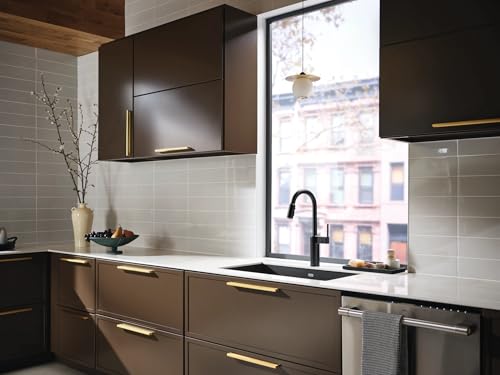 Moen Inara Matte Black Pulldown Kitchen Faucet with Power Boost, Modern Kitchen Faucet, One-Handle High Arc, Easy Installation, 87463BL
