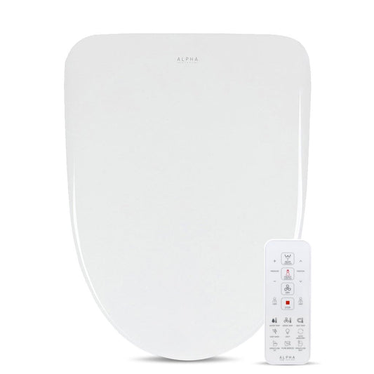 ALPHA BIDET UXA Pearl Auto Bidet Toilet Seat in Elongated White | Endless Warm Water | Automatic Lid and Seat | Arced Stainless Steel Nozzle | LED Nightlight | Dryer | Deodorizer | 3 Year Warranty