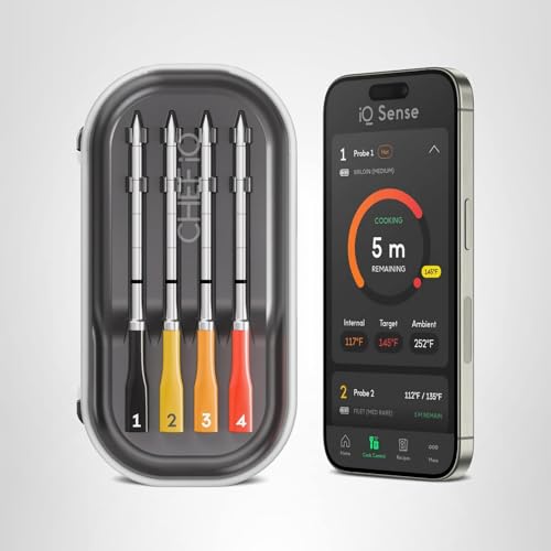 CHEF iQ Sense | Smart Wireless Meat Thermometer | 4 Ultra-Thin Probes | WiFi Unlimited Range | 1000°F Heat Safe | 5 Sensors | BBQ, Grill, Oven, Smoker, Air Fryer | Gen3