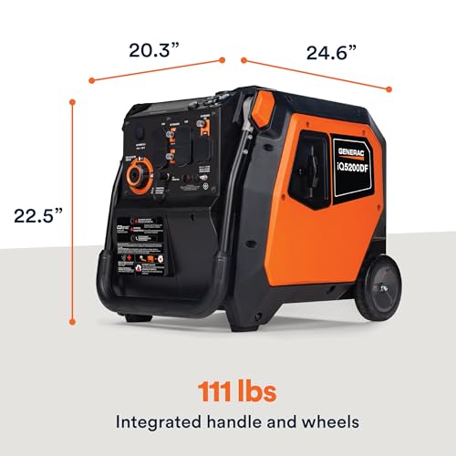 Generac 5,200-Watt Dual-Fuel Portable Inverter Generator - Gas and Propane Compatible - Quiet Operation - Produces Clean, Stable Power - Great for Home Backup, Camping, and RV Use