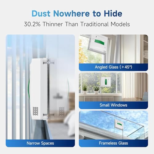FMART W8 Mini Window Cleaning Robot, 8000Pa Suction, Ultra-Slim 2.36 in, 4-Way Ultrasonic Spray, Edge-Cleaning Route, Smart Path Planning, 9-Stage Safety, App & Remote Control