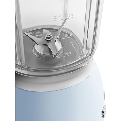SMEG BLF03 Retro Style Blender – 600W Countertop Blender with 48 oz BPA-Free Jug, 3 Speeds + Pulse, Ice Crush & Smoothie Functions – 50s-Inspired Design-Pastel Blue