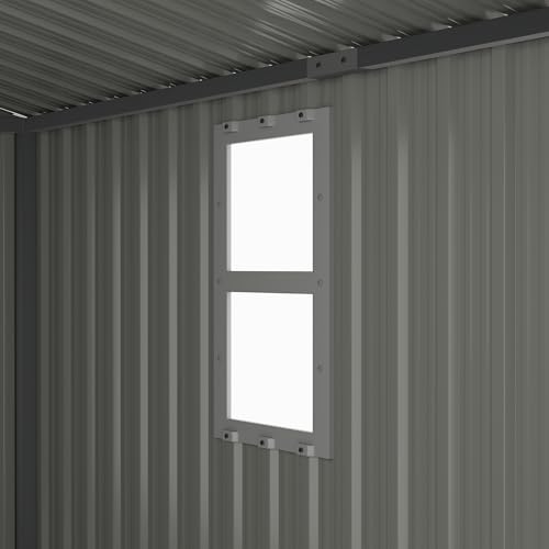 YOPTO 8x8 SF Outdoor Storage Shed,Metal Shed with Lockable Doors & 4 Daylight Windows,Garden Tool Shed w/Air Vents & Sloped Roof, Ideal for Backyard,Patio,Lawn,Dark Gray