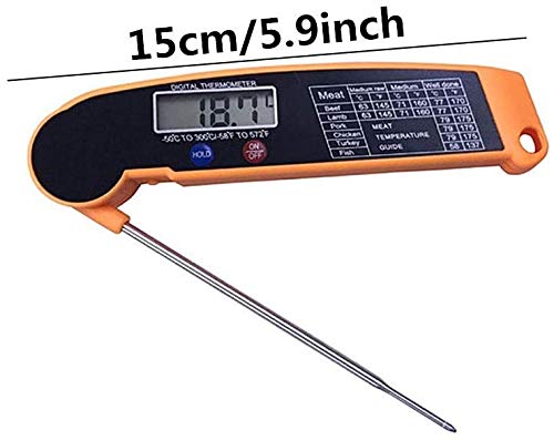 Meat Food Thermometer for Grill and Cooking-Ultra Fast Instant Read Waterproof Digital Kitchen Thermometer Probe for Grilling, BBQ, Baking, Candy, Liquids, Oil (Color : Yellow), QIYUDS11 (Yellow )