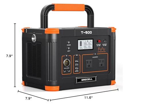 Portable Power Station 500W(Peak 1000W), 519Wh Outdoor Solar Generator Backup Battery Pack with 2 110V AC Outlets, 500W 10-Port Powerhouse for RV/Van Camping Fishing Climbing Road Trip Home Emergency