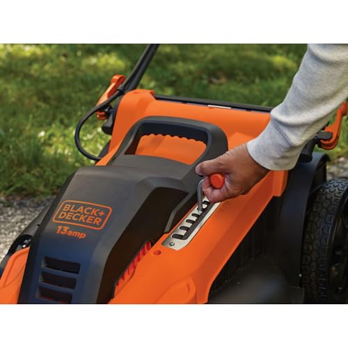 BLACK+DECKER 20-Inch Corded Electric Lawn Mower, Ultra Light Push Mower, 13-Amp High Output Motor, 3 in 1 Cutting Versatility, Tool Free Height Adjustment, 7-setting Cutting Height (MM2000)