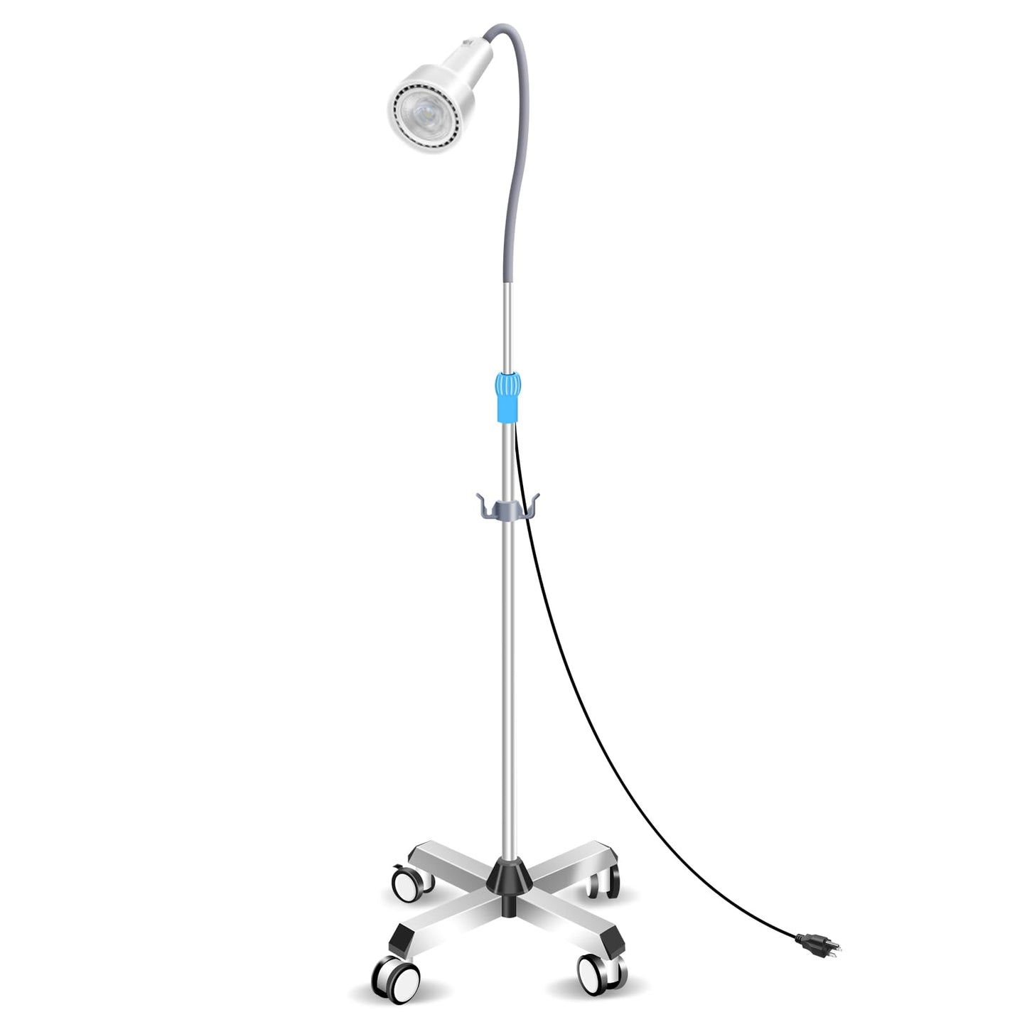 GSOIGSDKF 28W LED Surgical Light Medical Exam Lamp 360° Adjustable Retractable & Stainless Steel Base, Mobile Dental-Oral/Gynaecology Cold Light Exam for ENT, Surgery, Clinical Examinations