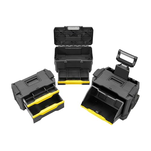 STANLEY Rolling Workshop Toolbox, Detachable Toolbox with Drawers, Flip Bin, Back Pocket, 7 Heavy Duty Wheels, 1-79-206