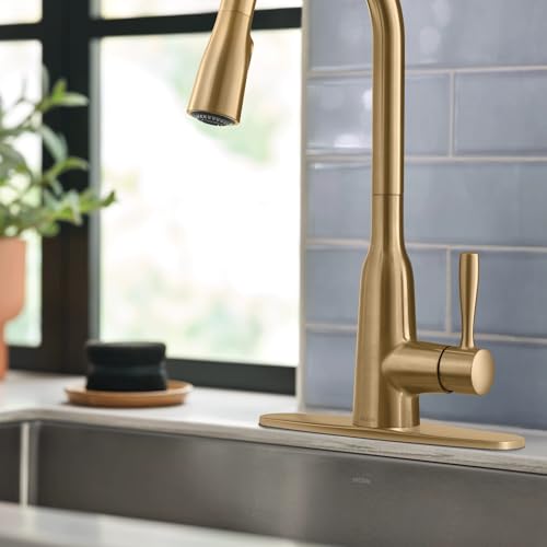 Moen Orivesi Bronzed Gold One-Handle High Arc Pulldown Kitchen Faucet with Power Boost, 87891BZG