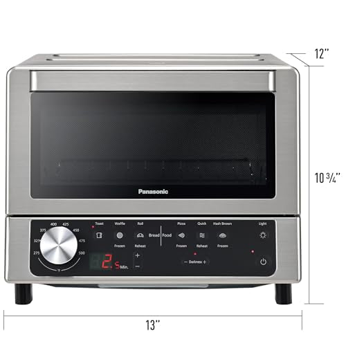 Panasonic FlashXpress Toaster Oven Countertop, Compact 4 Slice Toaster Oven w/Double Infrared Heating, PFAS-free, 6 Auto Cook Options & Precise Temperature Control, 1300W - NB-G200P (Stainless Steel)