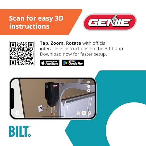 Genie 6072H-B Wall Mount Garage Door Opener with Battery Backup, Wall Mounted & Space Saving