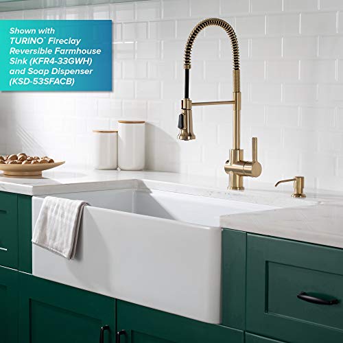 KRAUS Britt 2nd Gen Commercial Style Pull-Down Single Handle Kitchen Faucet in Spot Free Antique Champagne Bronze, KPF-1691SFACB