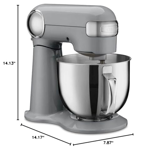 Cuisinart SM-50GR Precision Master 5.5-Quart 12-Speed Stand Mixer with Mixing Bowl, Chef's Whisk, Flat Mixing Paddle, Dough Hook, and Splash Guard with Pour Spout, Dove Gray