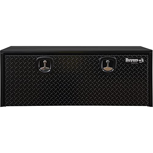Buyers Products 1702510 Black Steel Truck Tool Box With Aluminum Diamond Tread Door, 18 x 18 x 48 Inch, Made In The USA, Truck Box for Organization & Storage, Job Tool Chest, Contractor Toolbox