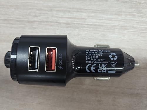 Nulaxy Bluetooth FM Transmitter, QC3.0 Fast Charge Bluetooth Car Adapter, Wireless Radio Car Kit with 7 Color LED Backlit, USB Flash Drive, microSD Card, Glossy Black