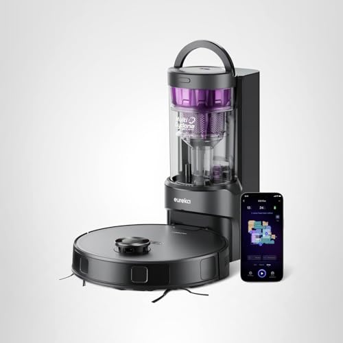 Eureka E20 Plus Robot Vacuum and Mop Combo, Robot Vacuum Cleaner with Bagless Self Emptying Station, 45-Day Capacity 8000Pa Suction and Anti Hair-Tangling Brush App Control LiDAR Navigation