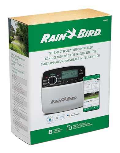 Rain Bird TRU8IW Timer and Smart WiFi Module Bundle, Program-Based Indoor Irrigation Sprinkler Controller/Timer, 8-Zone/Station