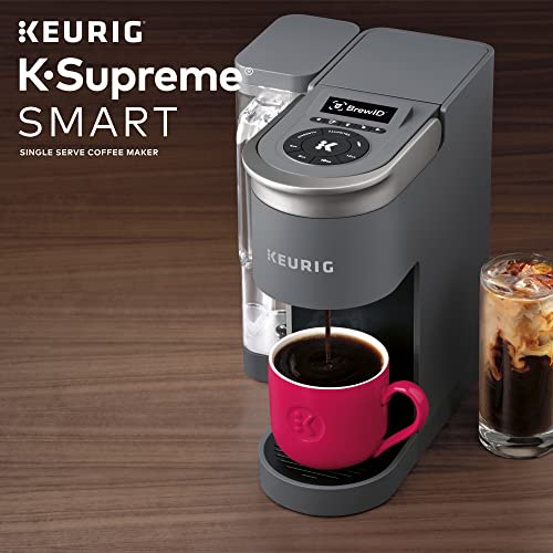 Keurig K-Supreme SMART Single Serve Coffee Maker With Wifi Compatibility, 4 Brew Sizes, And 66oz Removable Reservoir, Compatible with Alexa, Gray