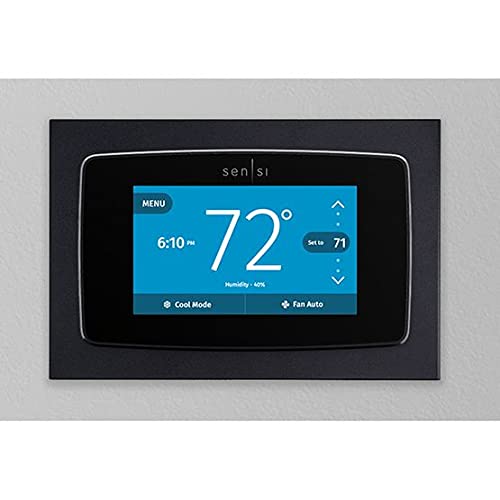 Sensi Touch Smart Thermostat by Emerson with Touchscreen Color Display, Programmable, Wi-Fi, Mobile App, Easy DIY, Data Privacy, Works Alexa, Energy Star Certified, ST75 (Black), C-Wire Required + Emerson Wall Plate SA5B for Sensi Touch Wi-Fi Thermostat,