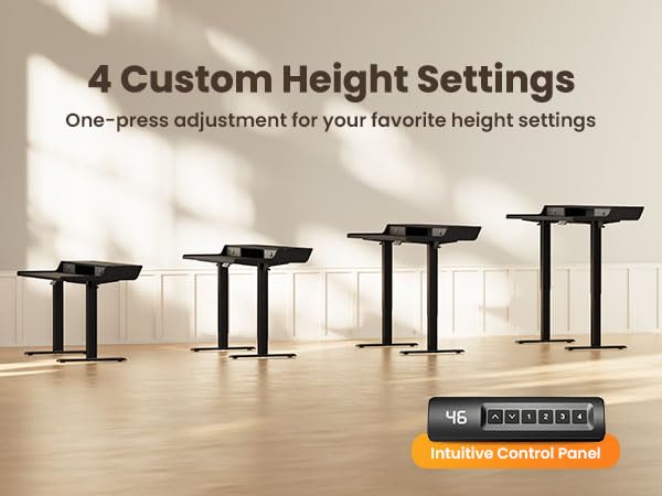 ErGear Electric Standing Desk with Drawers, 48″ x 24″ Gaming Table Compatible Monitor Stand, Stand up Desks, Home Office Height-Adjustable Desk with Storage Shelf, 4 Preset Heights, Black