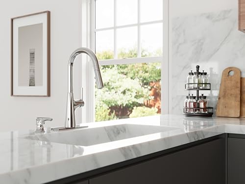 Pfister Tasso Kitchen Faucet with Pull Down Sprayer and Soap Dispenser, Single Handle, High Arc, NSF Certified, Polished Chrome Finish, F5297TSOC