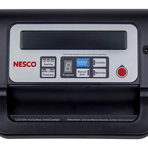 Nesco Deluxe Food VS-12 Vacuum Sealer, 130 Watts, Kit Bags & Viewing Lid, Compact, Silver