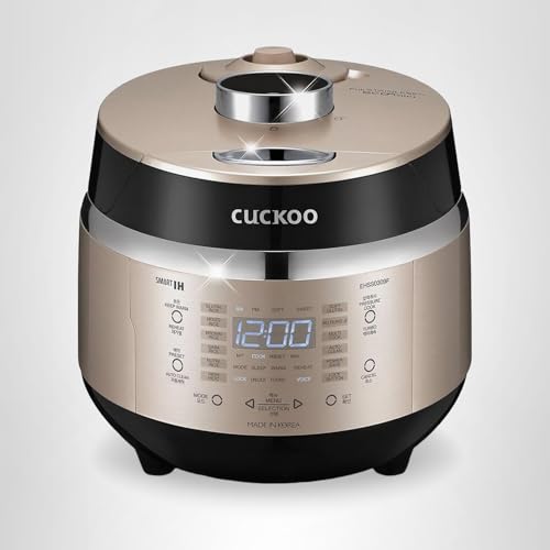 CUCKOO High Pressure Rice Cooker 3-Cup Uncooked / 6-Cup Cooked with Induction Heating Technology, Small Rice Maker with 16 Menu Options and Steam Plate, Voice Guide, Gold (CRP-EHSS0309F)