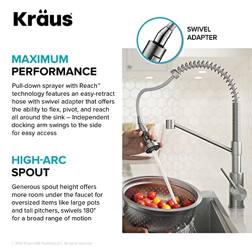 KRAUS Bolden Touchless Sensor Commercial Style 2-Function Single Handle Pull Down Kitchen Faucet in Spot-Free Antique Champagne Bronze, KSF-1610SFACB