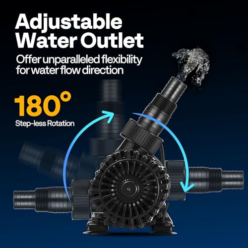 VIVOHOME Bio Pressure Pond Filter with 13W Light, Flow 2380GPH for Koi Ponds up to 800 Gallons with VIVOHOME 120W 2700GPH Submersible Water Pump with 180° Adjustable Water Outlet, 15.1ft High Lift