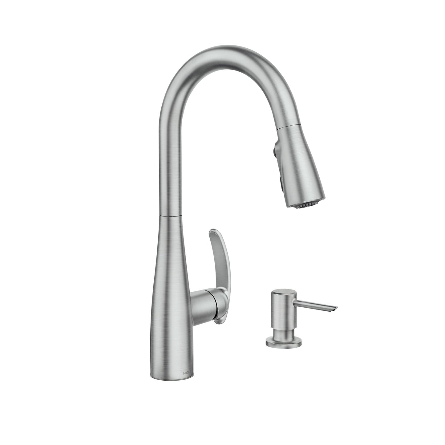 Moen Reyes Stainless Pulldown Kitchen Faucet with Soap Dispenser and Power Boost, Transitional Kitchen Faucet, One-Handle High Arc, Easy Installation, Spot Resist Finish, 87932SRS