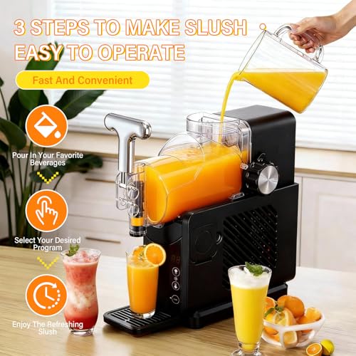 FNOONXY 2-in-1 smoothie/soft ice cream machine, 57oz Frozen Drink Maker, 5 Preset Modes, Auto-Cleaning, No Ice Needed, for Milkshakes, Margarita Slushies & Frozen Beverages