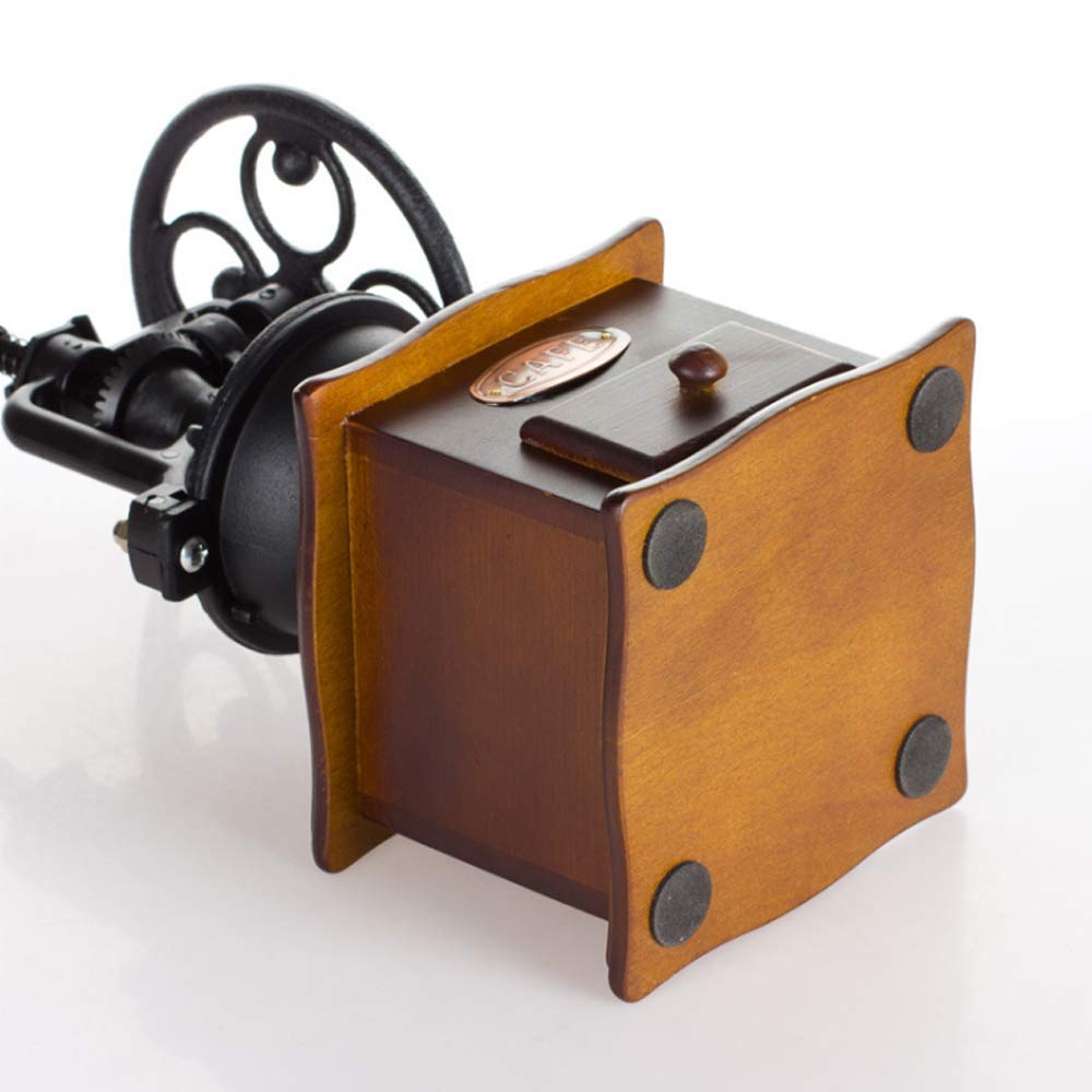 Burr Coffee Grinder, Vintage Style Wooden Hand Grinder, Classic French Press Coffee Mill With Brush