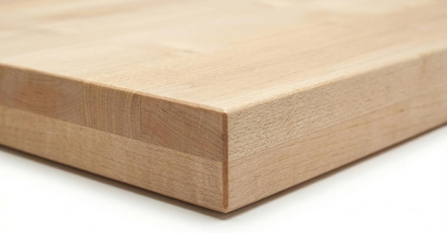 Express KitchQuip Solid Maple Butcher Block Countertop - 1.5” Thick Hardwood Work Surface for Kitchen, Workbench, Desk, Cart, or DIY Tabletop (48"L x 24"W)