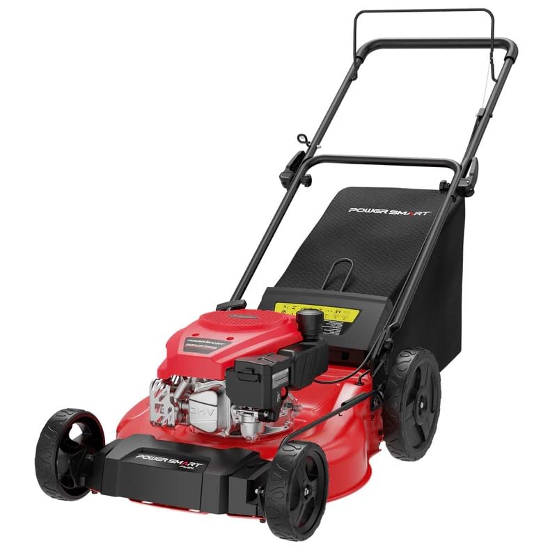 PowerSmart 21-Inch Gas Push Lawn Mower with B&S Engine, 3-in-1 (Bag/Mulch/Rear Discharge),6 Cutting Heights, Durable Steel Deck, Rear-Wheel Drive