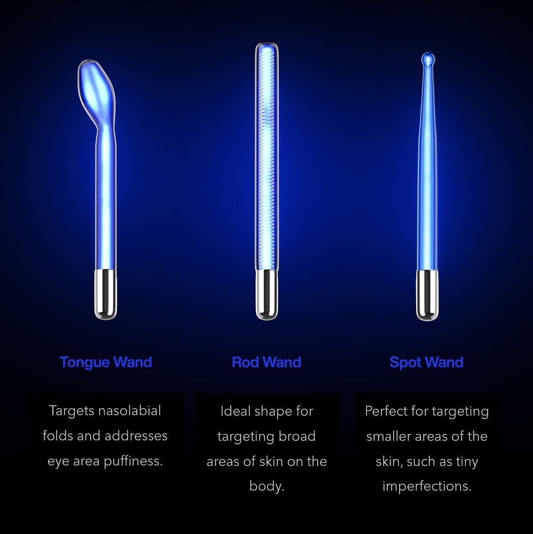 Pure Daily Care NuDerma Clinical Portable Skin Therapy Wand, Machine with 6 Fusion Neon + Argon Wands – Anti Aging - Clarifying - Skin Tightening & Radiance - Wrinkle Reducing (Pack of 2)