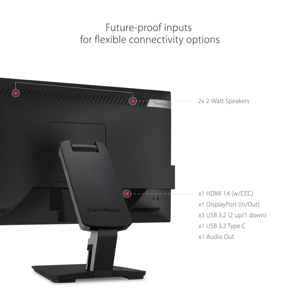 ViewSonic TD2455 24 Inch 1080p IPS 10-Point Multi Touch Screen Monitor with Advanced Dual-Hinge Ergonomics USB C HDMI and DisplayPort Out