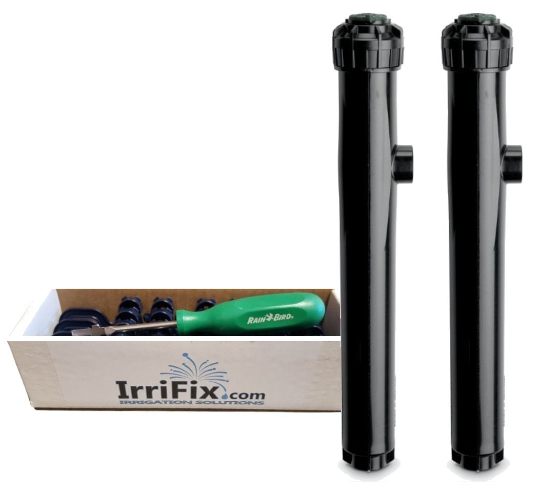 IrriFix Rain Bird 5000 Plus Series 12-inch Pressure Regulator Seal-A-Matic Sprinkler Heads Bundle - 2 Pack 5012+PCSR SAM Rotors Nozzle Box Including 2 Nozzle Trees and 1 Rotortool Screwdriver