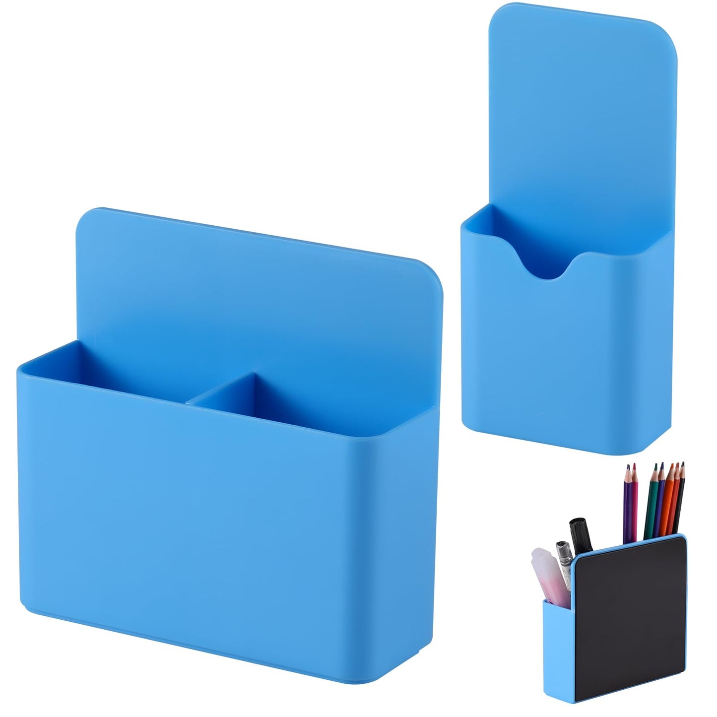 Magnetic Pen Holder,2 Pack Magnetic Dry Erase Marker Holder with Generous Compartments,Strong Magnet Storage Marker Pen Pencil Organizer for Refrigerator,Whiteboard,Locker Accessories