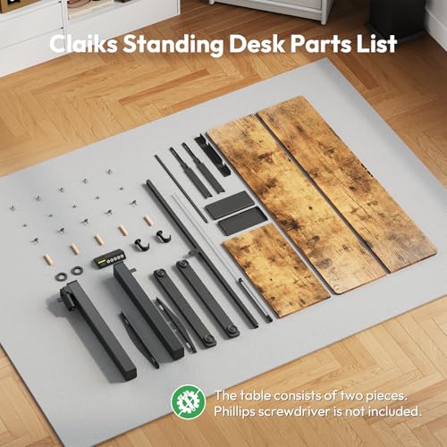 Gamork Electric Standing Desk with Keyboard Tray,48x24 inches Adjustable Height Stand Up Desk,3 Preset Heights,Equipped with Hooks,Raising Desks for Home Office and Computer Workstation,Black