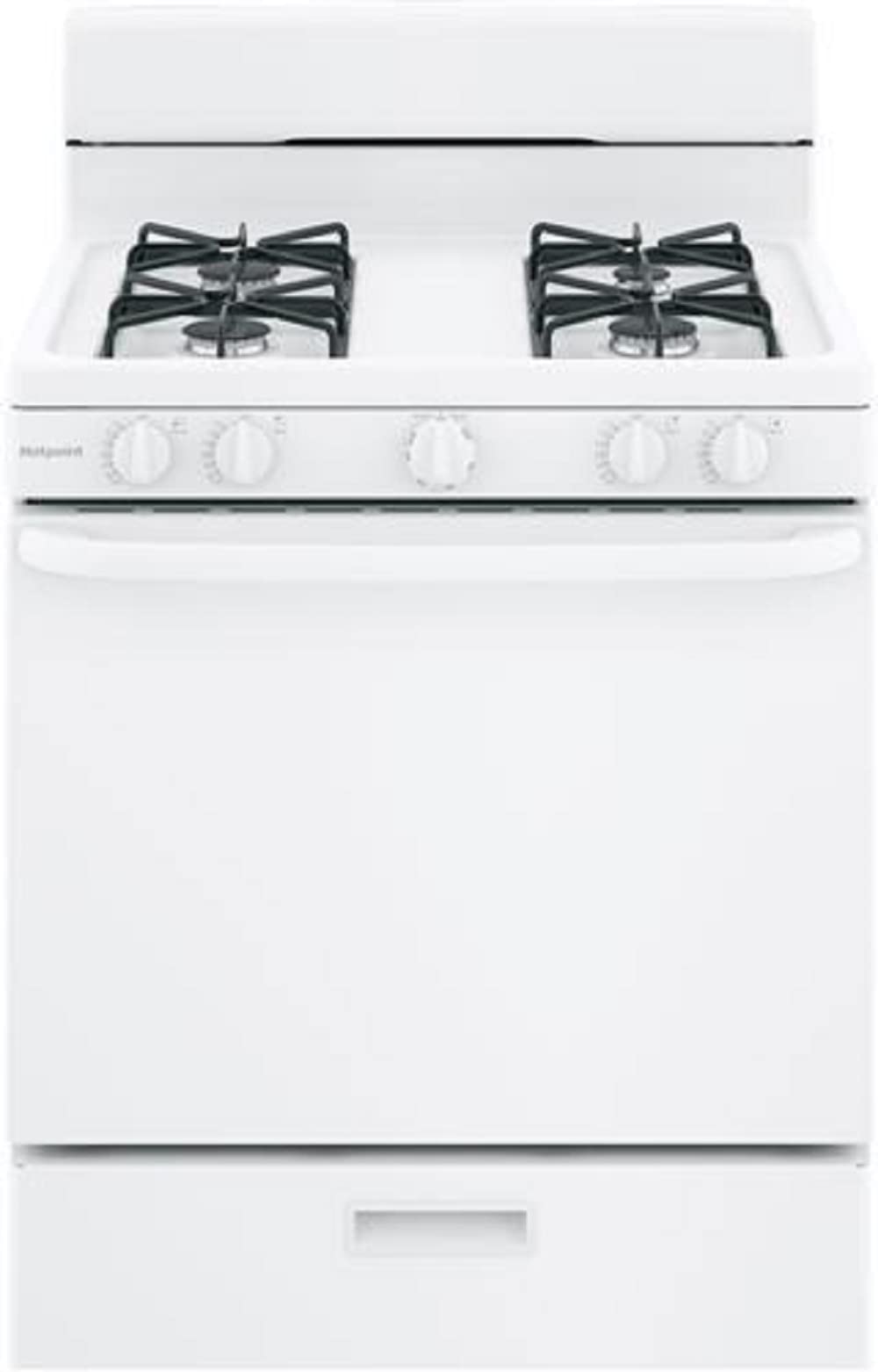 Hotpoint RGBS300DMWW 30-Inch Freestanding Gas Range with 4 Burners, Standard Clean Oven, White