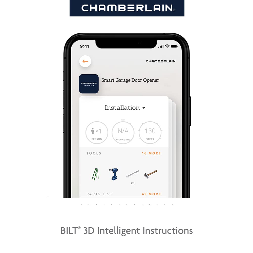 Chamberlain B4613T MYQ Smart Garage Door Opener, Ultra Quiet Belt Drive, Battery Backup, 3/4-HP Motor - Quantity 1