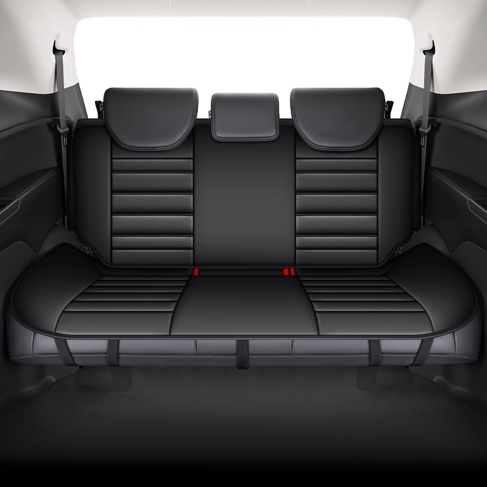 JOJ Seat Covers for Subaru Ascent 2019-2025,Custom Fit Nappa Leather Seat Covers Full Set for 7 Seats - Black Premium Leather Seat Protectors with Airbag Compatible & Easy Installation