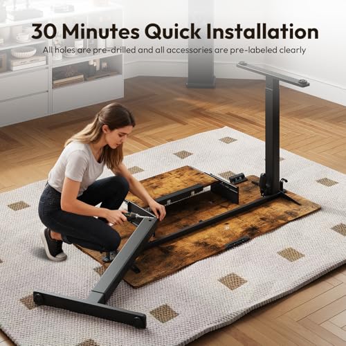 Gamork Electric Standing Desk with Keyboard Tray,48x24 inches Adjustable Height Stand Up Desk,3 Preset Heights,Equipped with Hooks,Raising Desks for Home Office and Computer Workstation,Black