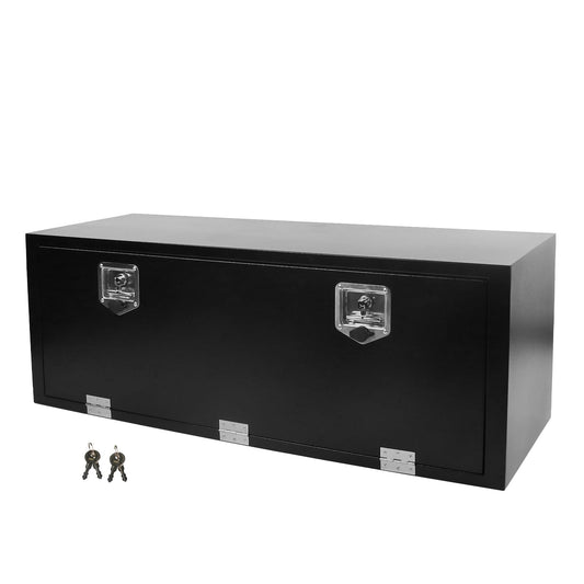FGJQEFG 48'' Heavy Duty Truck Tool Box Steel for UnderBed Trailer Outdoor Car with Lock and Key - 48 x 18 x 18 Inch Black Underbody Toolbox