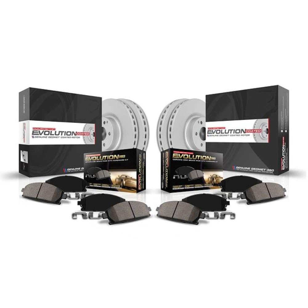 Power Stop CRK5828 Front and Rear Ceramic Brake Pads and Coated Brake Rotors Kit For 2010 2011-2015 Lexus RX350 RX450h | 2014 2015 2016 2017 2018 2019 Toyota Highlander | 2011-2020 Toyota Sienna