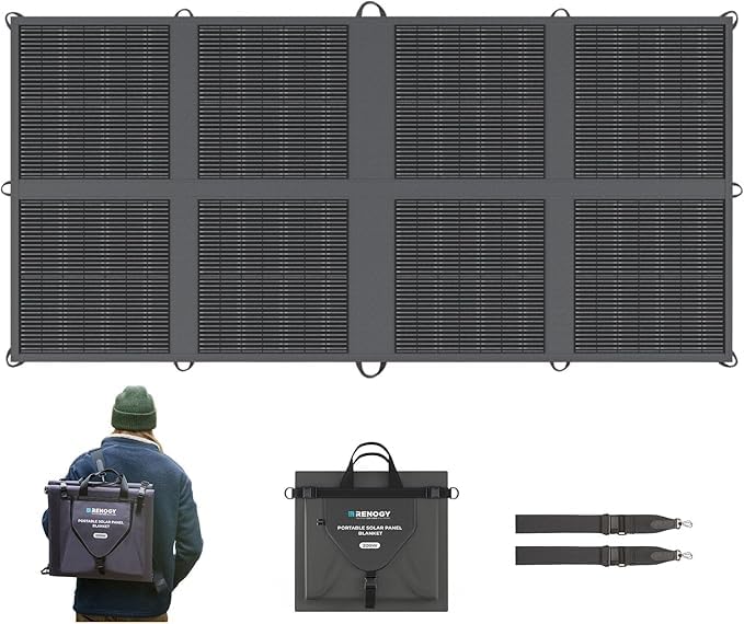 RENOGY REGO 200 Watt Portable Solar Panel, Renogy Solar Blanket N-Type Foldable Solar Panel, 25% High Efficiency, Lightweight Solar Panels Charger for Camping, RV, Marine, SUV, Off Grid Applications
