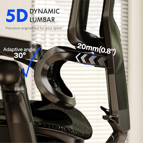 FLEXISPOT ErgoX-PRO Ergonomic Office Chair with Footrest Black – AeroWeave 5.0 Mesh Seat, 5D Lumbar, 7D Armrests, 4D Headrest, 551LBS Capacity – Office, Gaming, Home