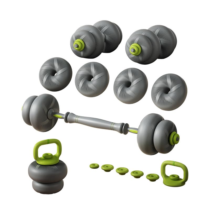 ZC FLYYD 5 in 1 Adjustable Dumbbell Set, Dumbbell/Barbell/Kettlebell/Medicine Ball, Weight Plates All-in-One Strength Training Kit for Home, Soft Rubber Coated Adjustable Workout Equipment - 44lbs