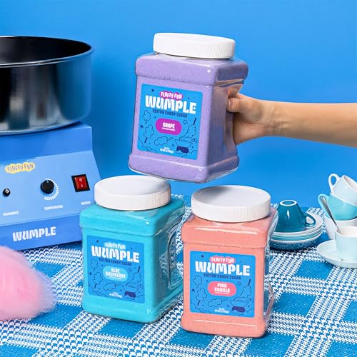 Wumple - Cotton Candy Machine Pro Bundle, Includes 3 Flavored Sugars & 70 Cones, Electric Machine with Large Stainless Steel Bowl for Parties & Business (Orange)