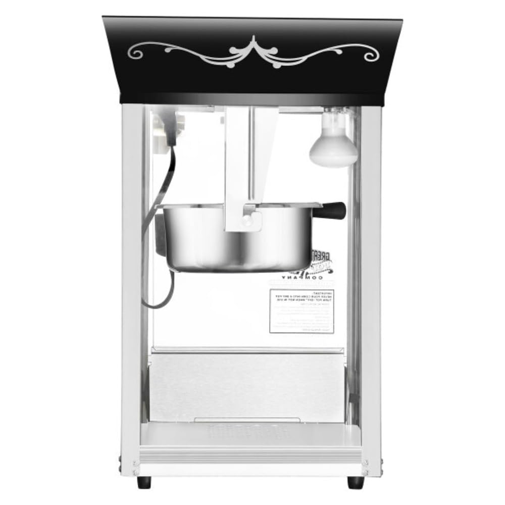 Matinee Popcorn Machine - 8oz Popper with Stainless-Steel Kettle, Reject Kernel Tray, Warming Light, and Accessories by Great Northern Popcorn (Black)